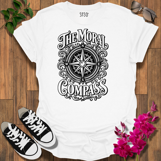 The Moral Compass T-Shirt — Vintage Nautical Compass Graphic