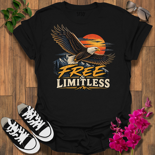 Eagle Sunset T-Shirt — 'Free Limitless' Vintage Bald Eagle Tee