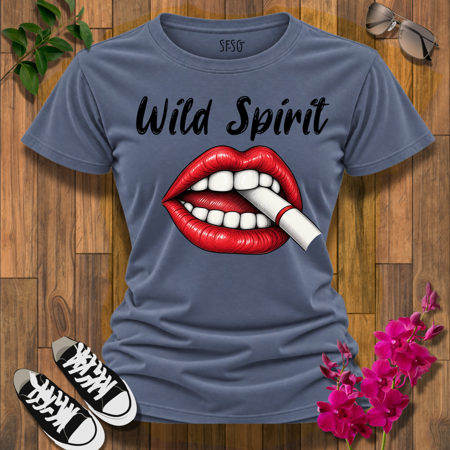 Wild Spirit Graphic Tee — Red Lip Bite T-Shirt