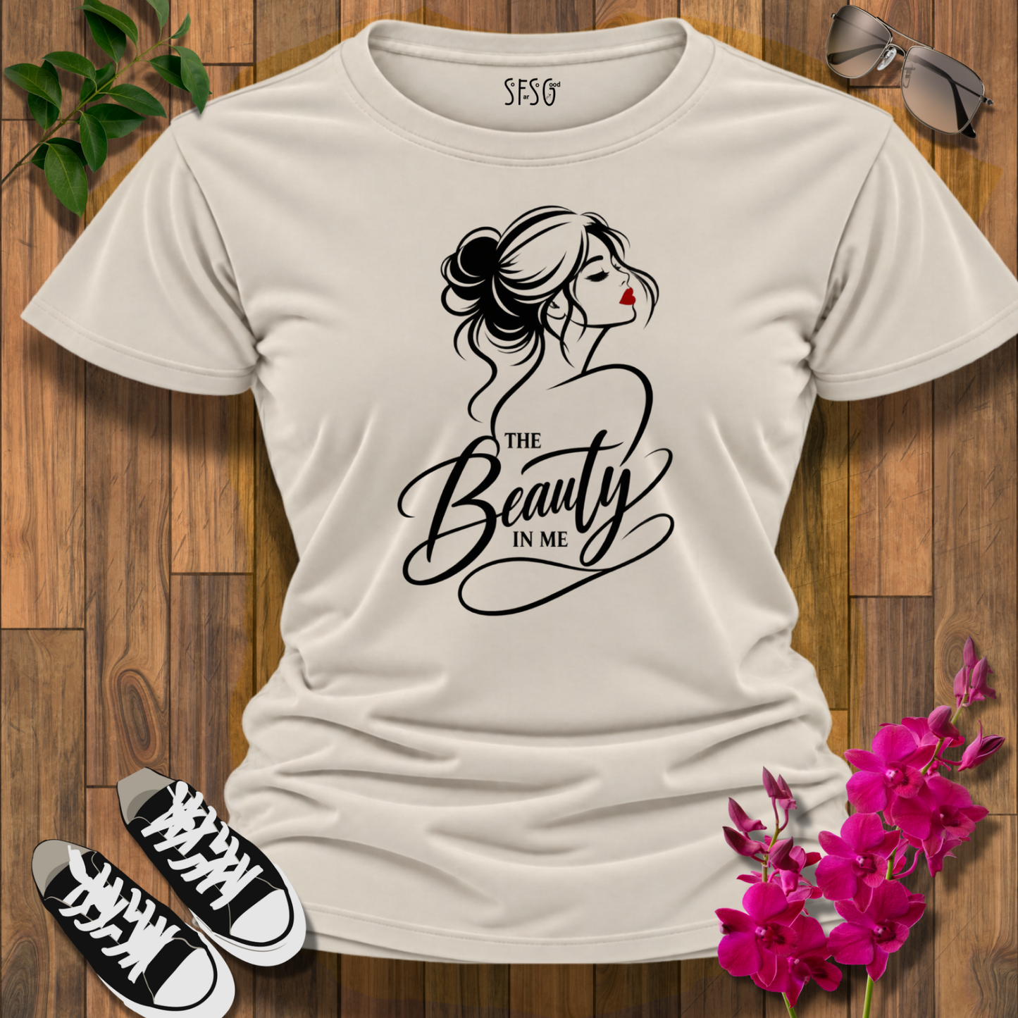 T-Shirt — "The Beauty Within" Minimal Chic Portrait Graphic Tee