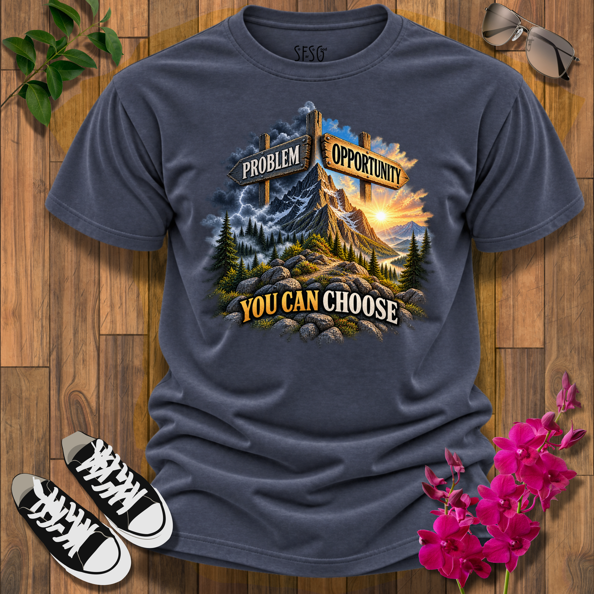 Problem or Opportunity T-Shirt — You Can Choose Motivational Mountain Graphic Tee