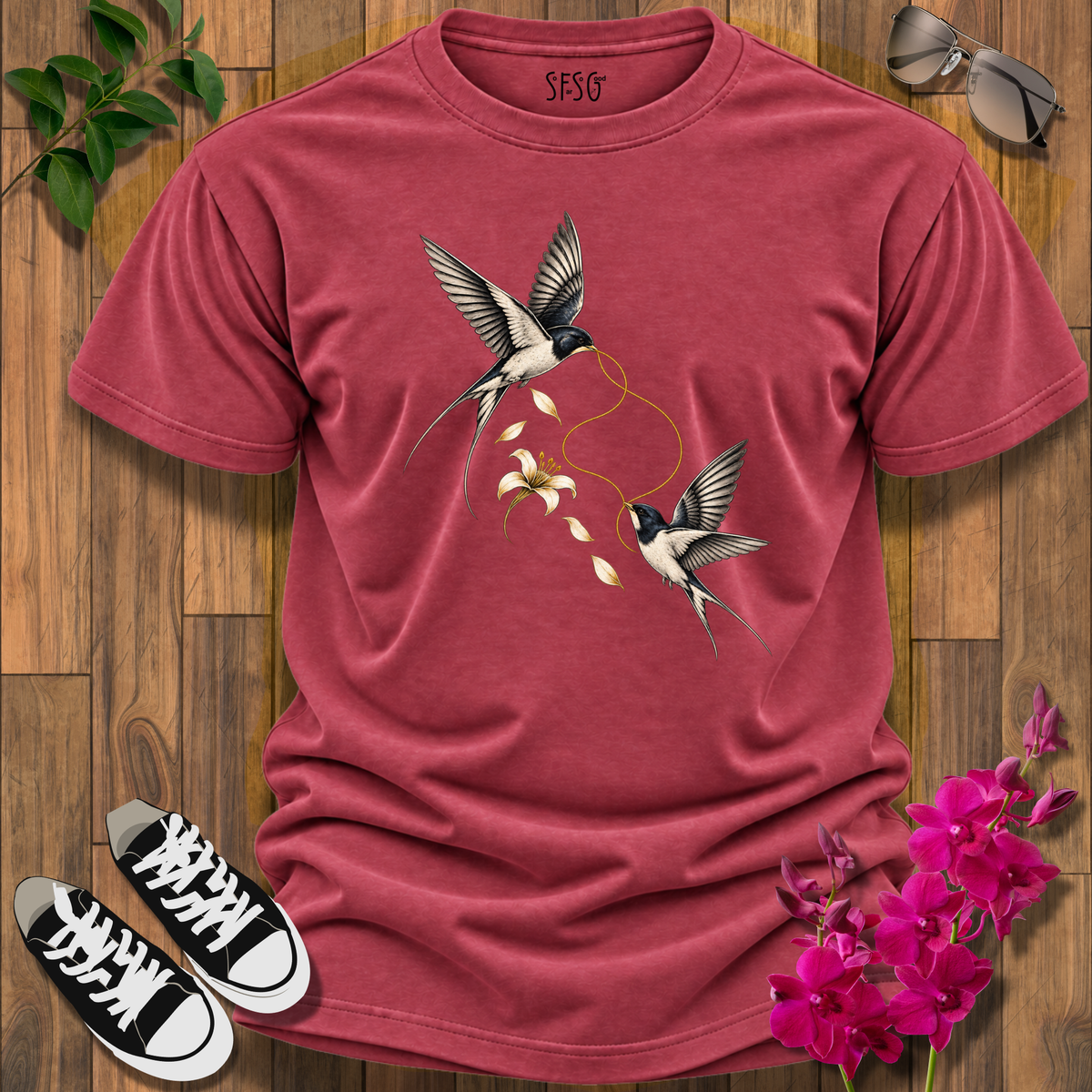 "Still Connected" T-Shirt — Elegant Gold Bird Graphic