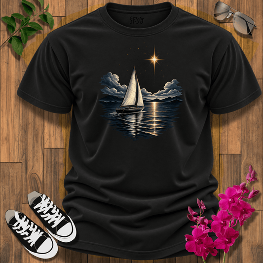 "Find Your Way" T-Shirt — Moonlit Ocean Sailing Graphic Tee