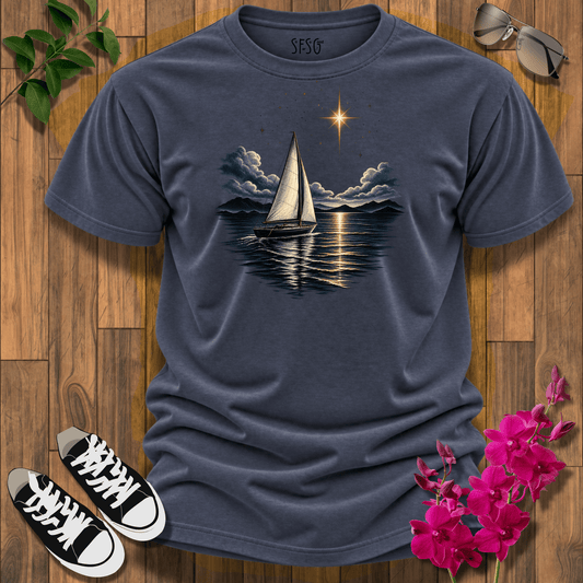 "Find Your Way" T-Shirt — Moonlit Ocean Sailing Graphic Tee