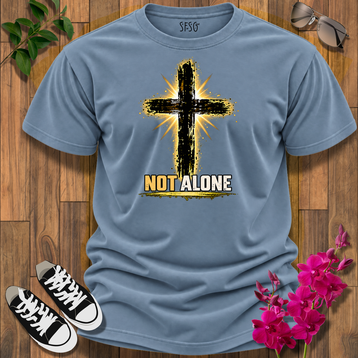 "Not Alone" T-Shirt — 'Not Alone' Cross Faith Tee