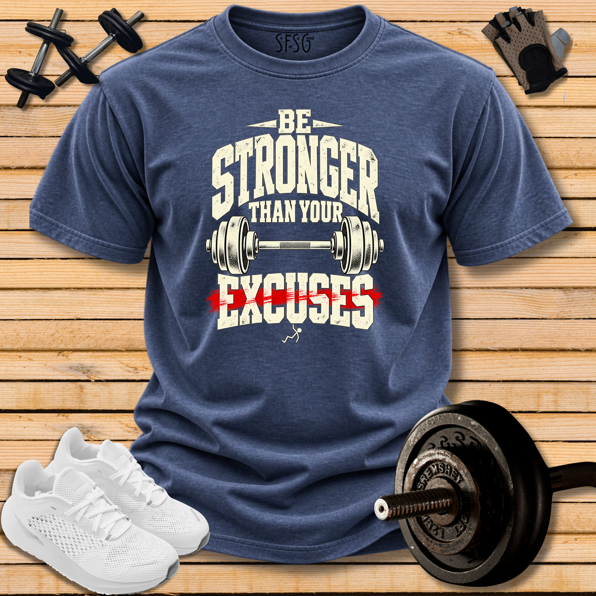“Be Stronger” T-Shirt Motivational Gym Weightlifting Tee