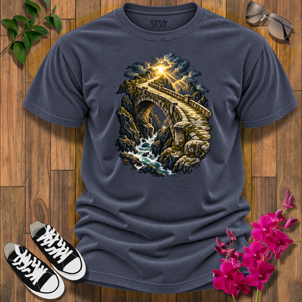 'Through It All' T-Shirt — Light Arch Bridge Graphic Tee