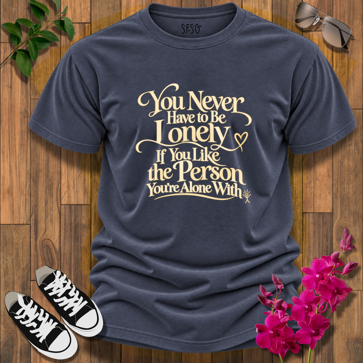 'Never Alone' T-Shirt Inspirational Quote Tee