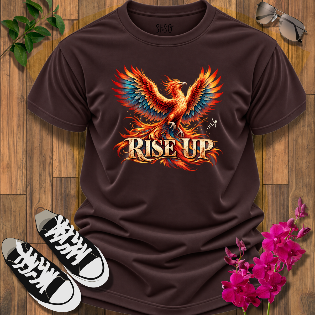 "Rise Up" T-Shirt — Fiery Rebirth Graphic Tee