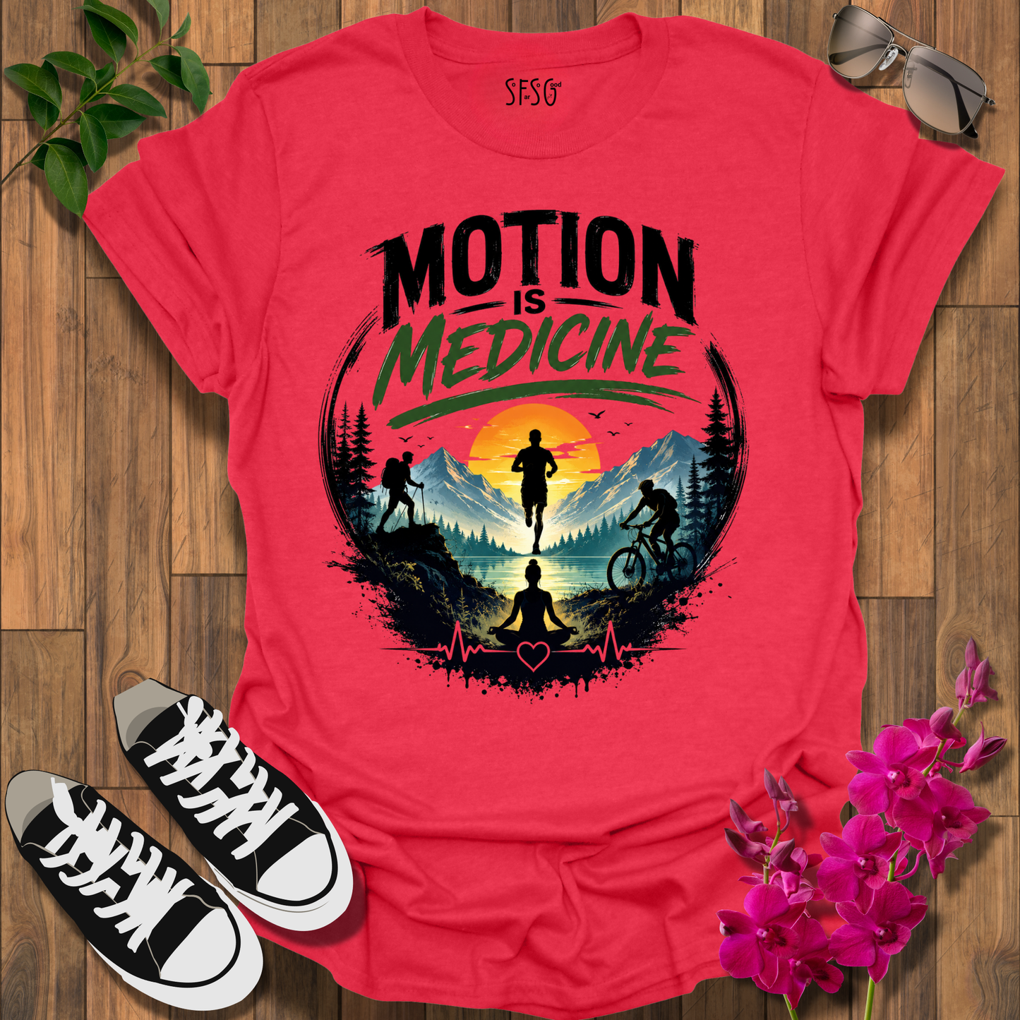 "Motion Is Medicine" T-Shirt — Wellness Graphic Tee