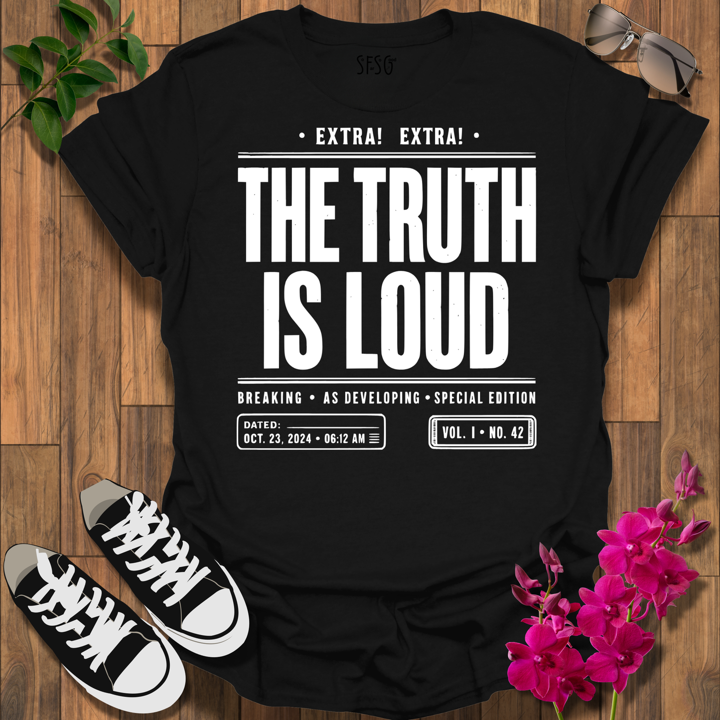 The Truth Is Loud T‑Shirt — Bold Newspaper Headline Tee