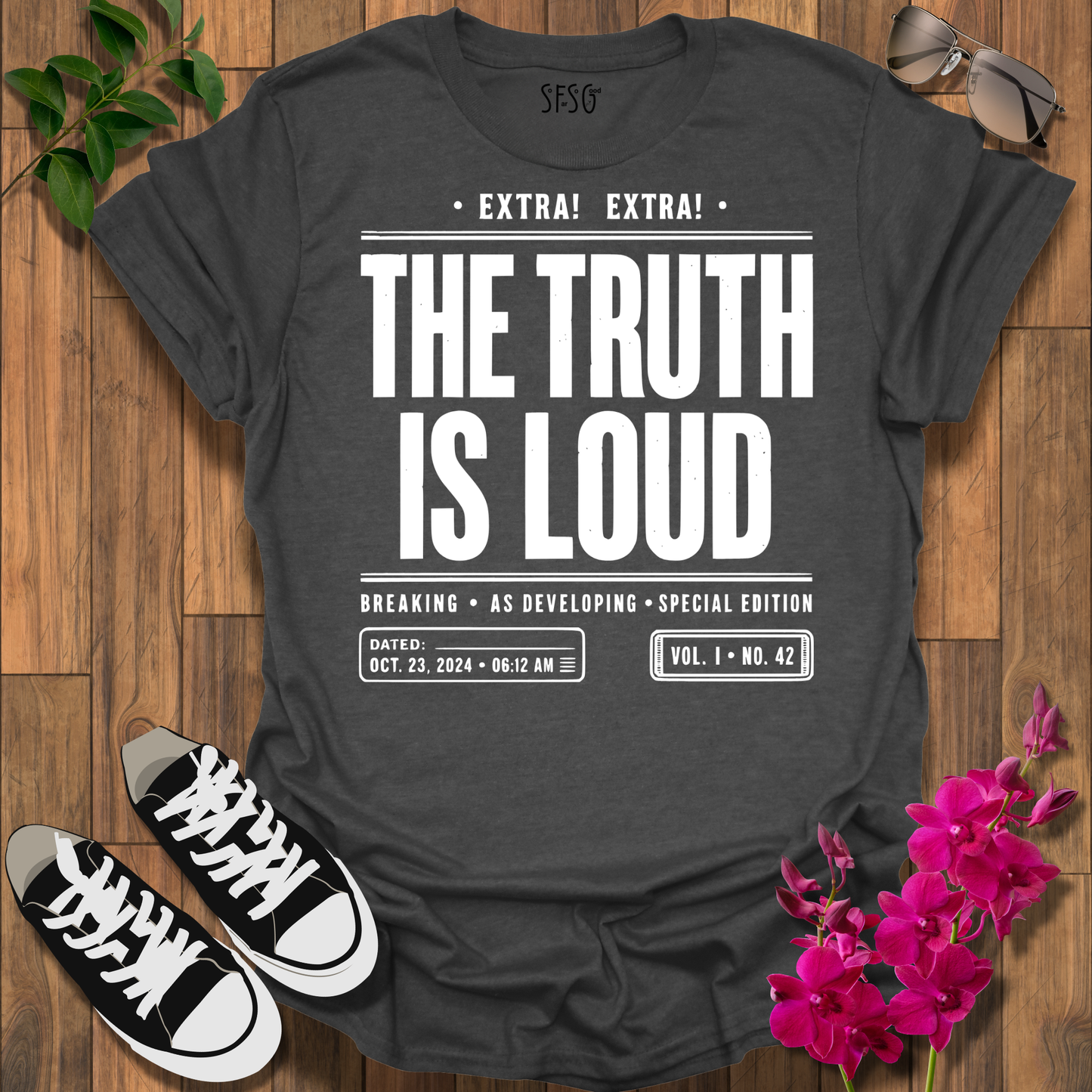 The Truth Is Loud T‑Shirt — Bold Newspaper Headline Tee