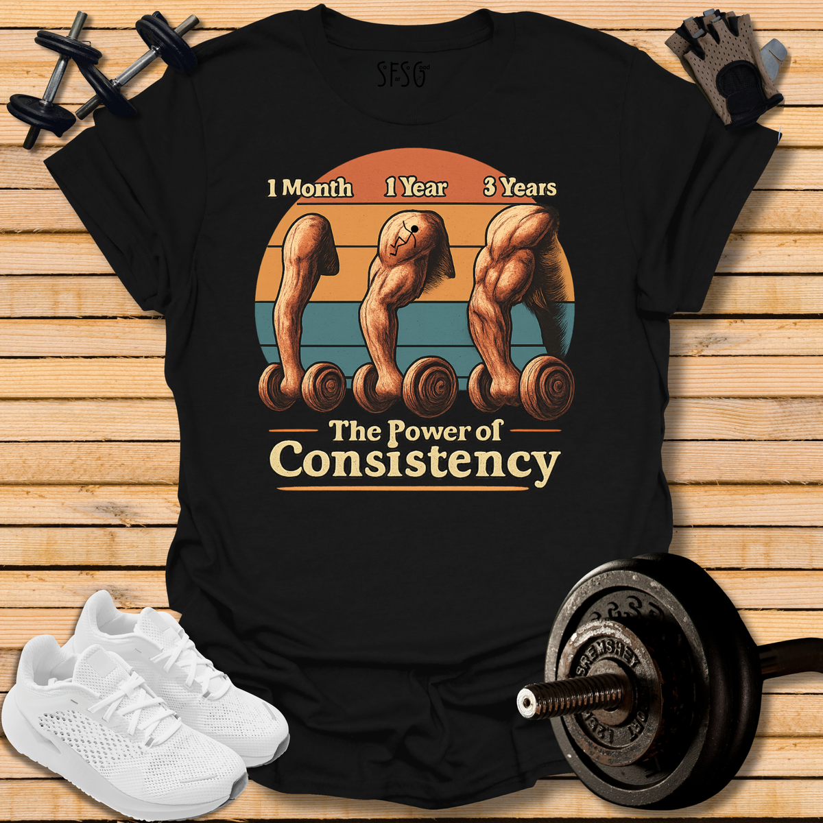 Built Over Time Workout T-Shirt — “1 Month • 1 Year • 3 Years” Progress Weightlifting Tee