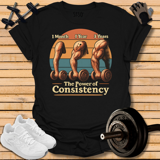 Built Over Time Workout T-Shirt — “1 Month • 1 Year • 3 Years” Progress Weightlifting Tee