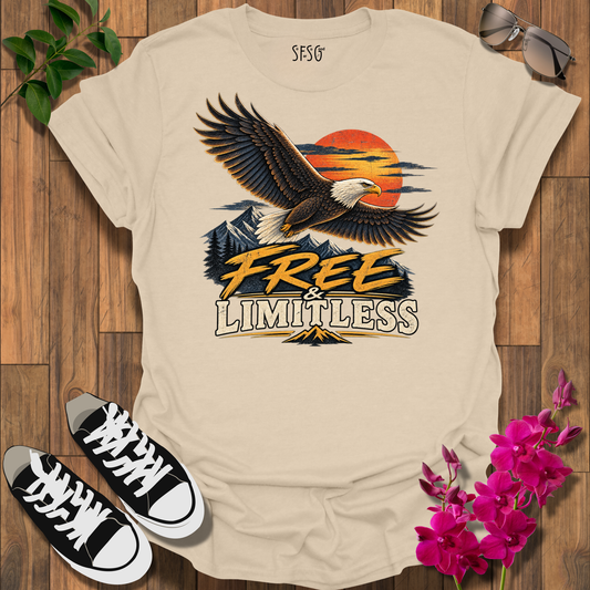 Eagle Sunset T-Shirt — 'Free Limitless' Vintage Bald Eagle Tee