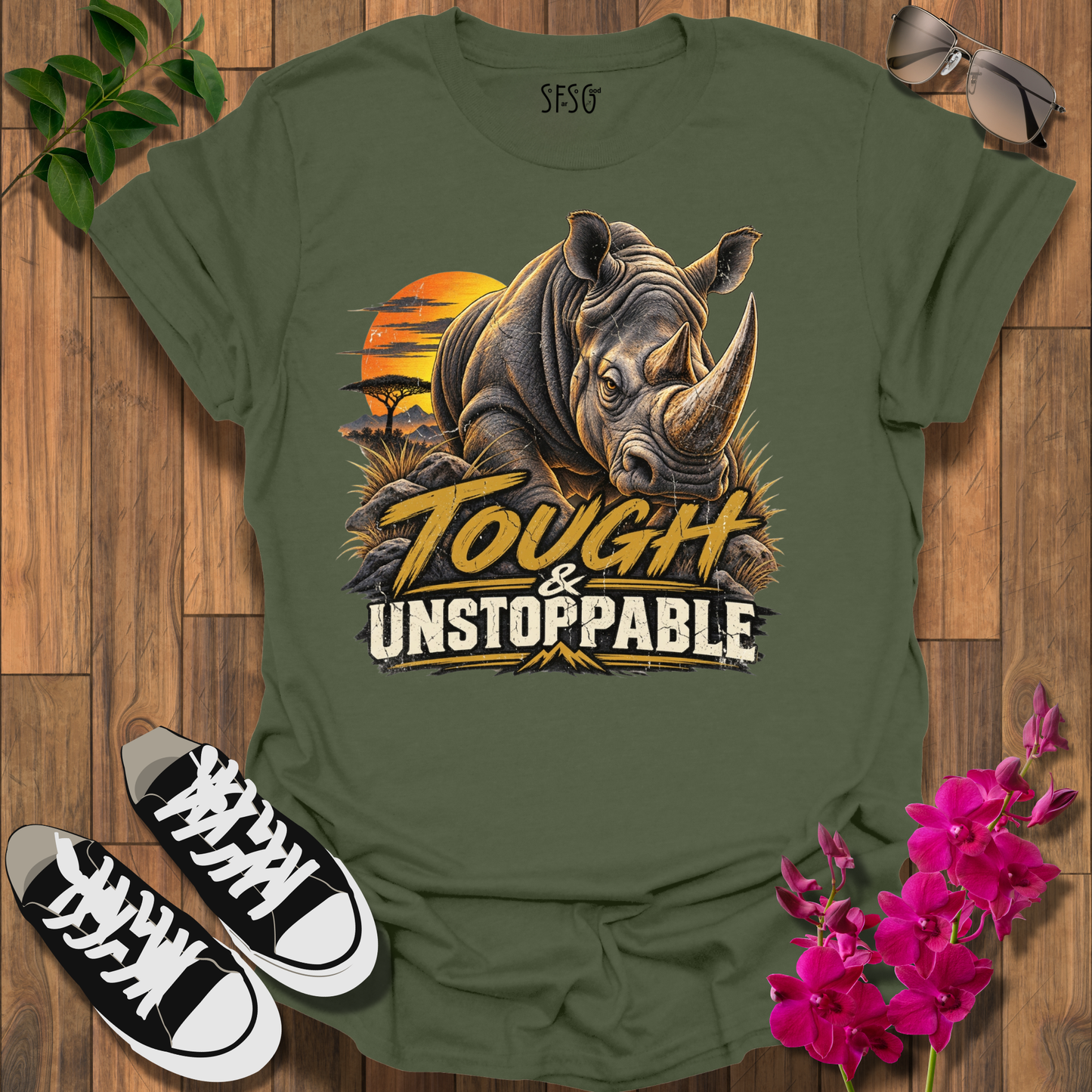 Rhino 'Tough & Unstoppable' T‑Shirt