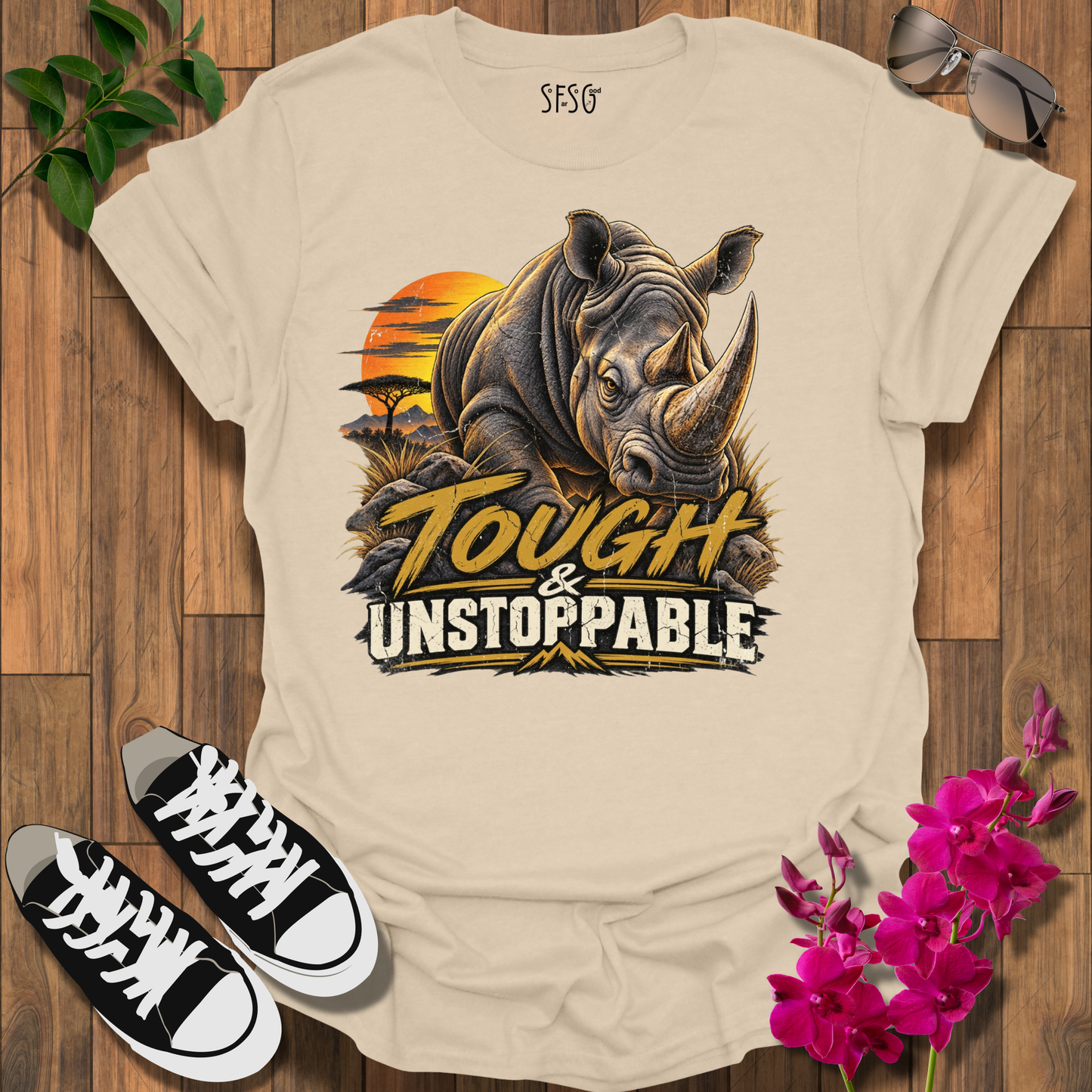 Rhino 'Tough & Unstoppable' T‑Shirt