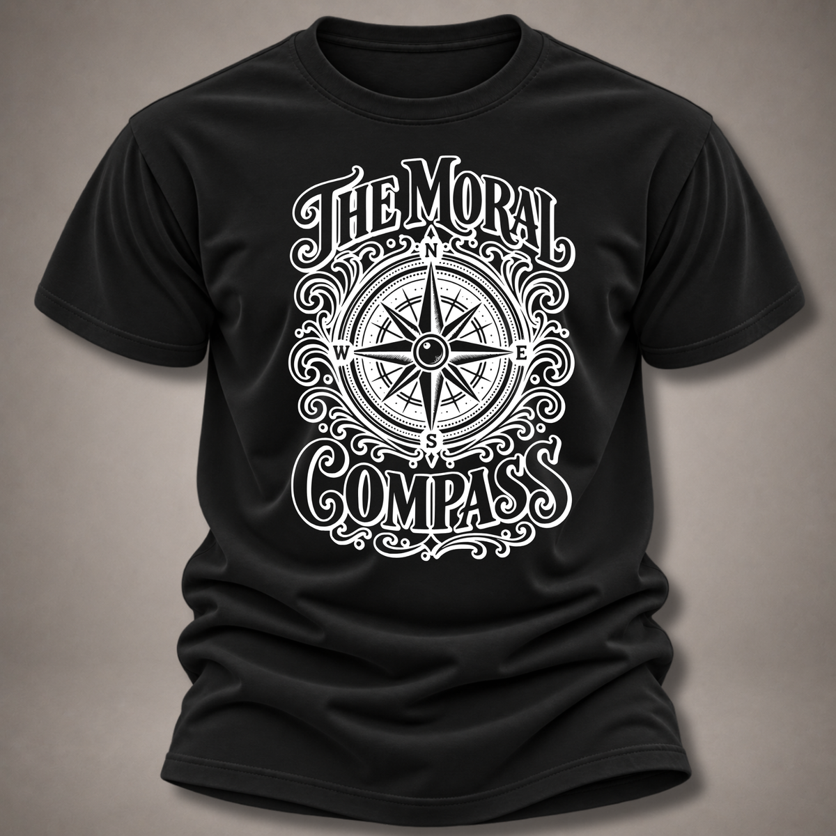 The Moral Compass T-Shirt — Vintage Nautical Compass Graphic
