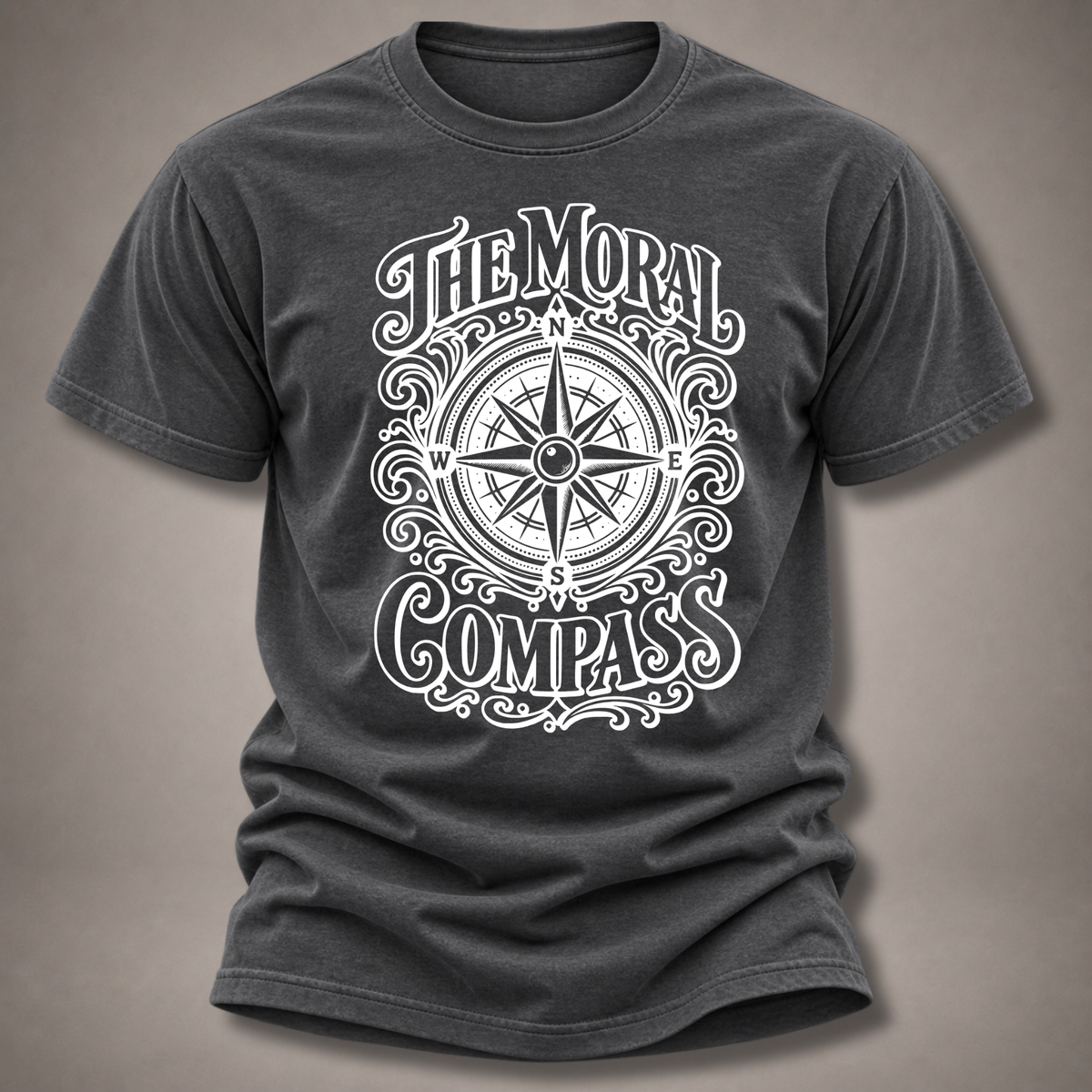 The Moral Compass T-Shirt — Vintage Nautical Compass Graphic