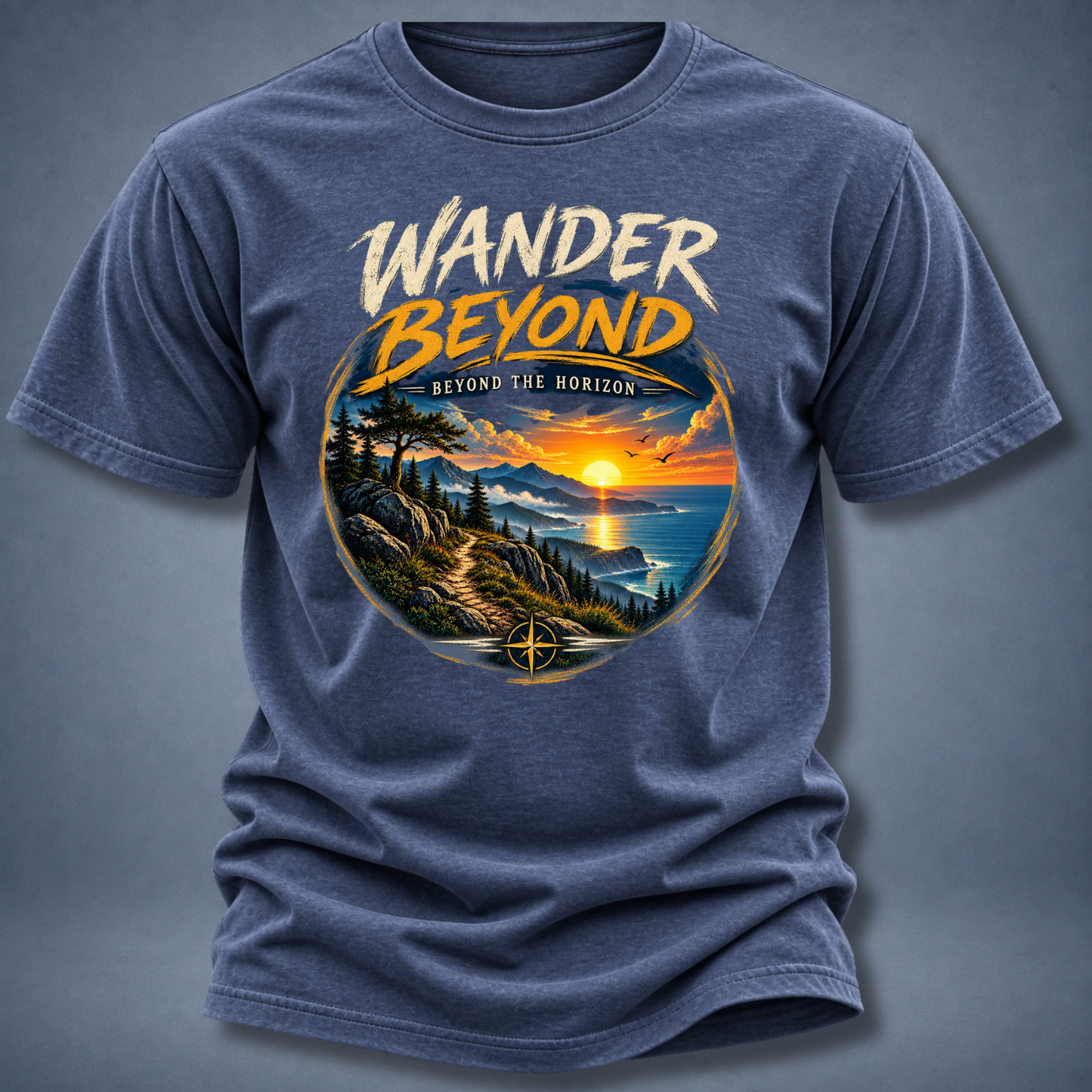 Wander Beyond Graphic T-Shirt — Sunset Horizon Adventure Tee