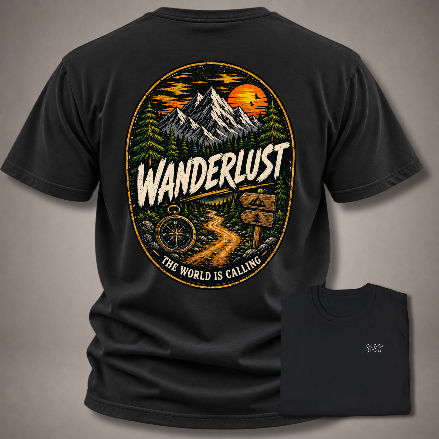 WanderLust T‑Shirt — Small Chest Monogram Tee