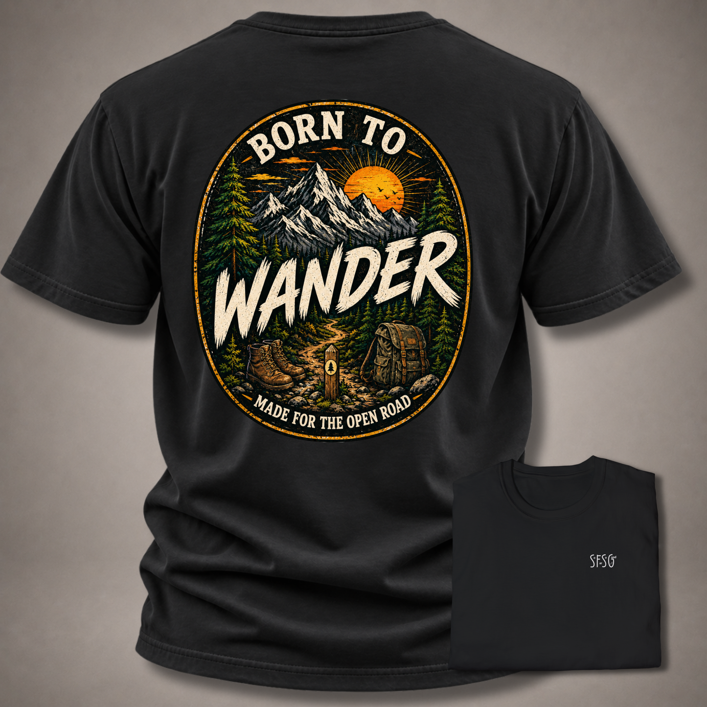 Born To Wander T-Shirt — Casual Everyday Black Tee