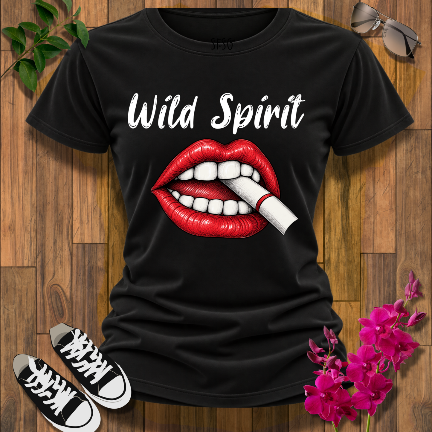 Wild Spirit Graphic Tee — Red Lip Bite T-Shirt