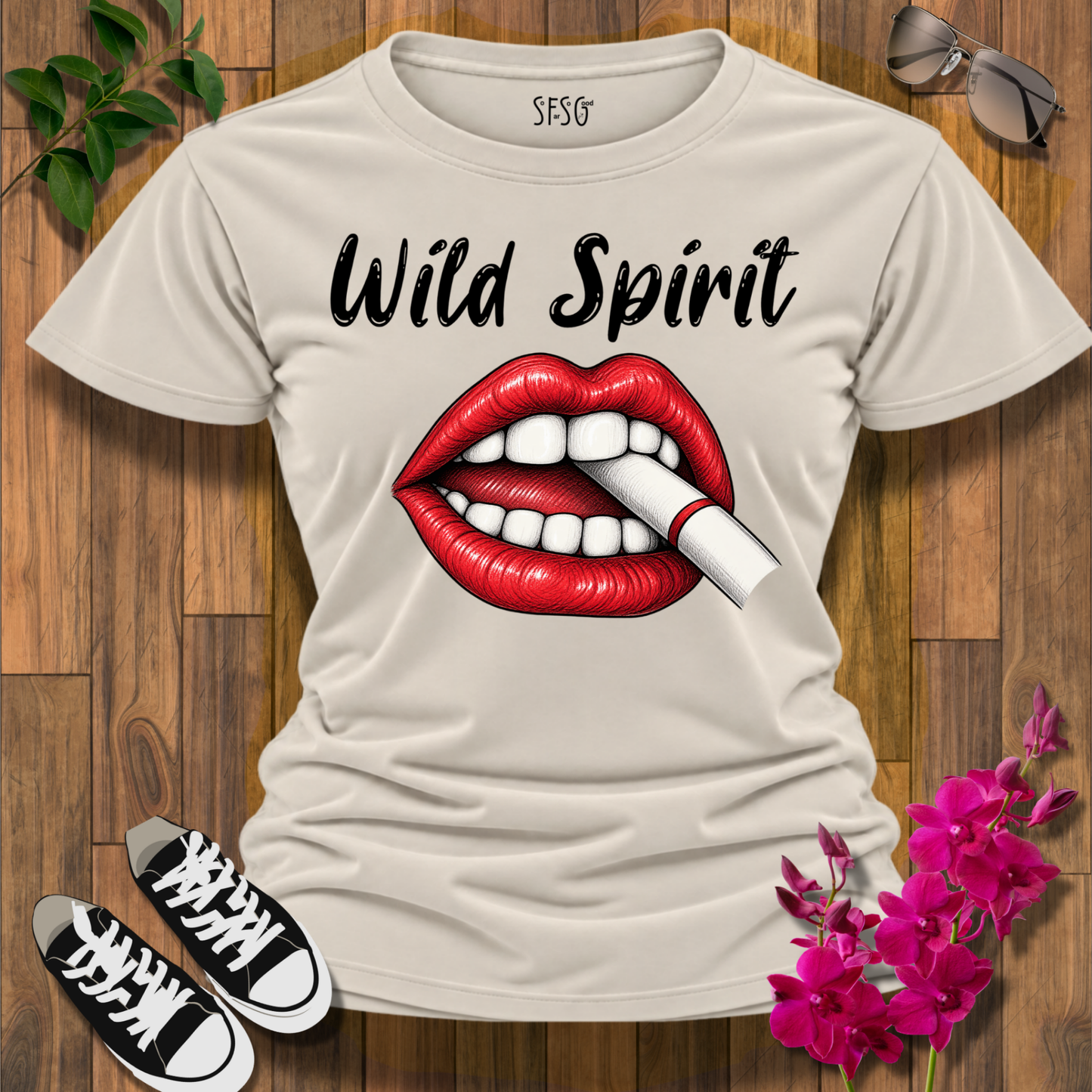 Wild Spirit Graphic Tee — Red Lip Bite T-Shirt