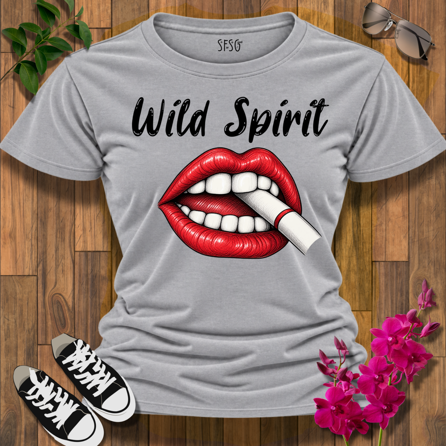 Wild Spirit Graphic Tee — Red Lip Bite T-Shirt