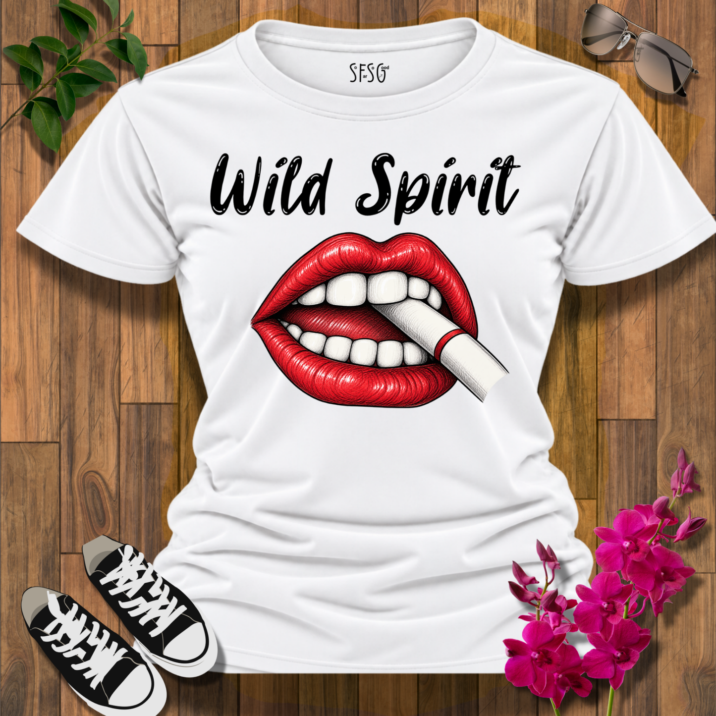 Wild Spirit Graphic Tee — Red Lip Bite T-Shirt
