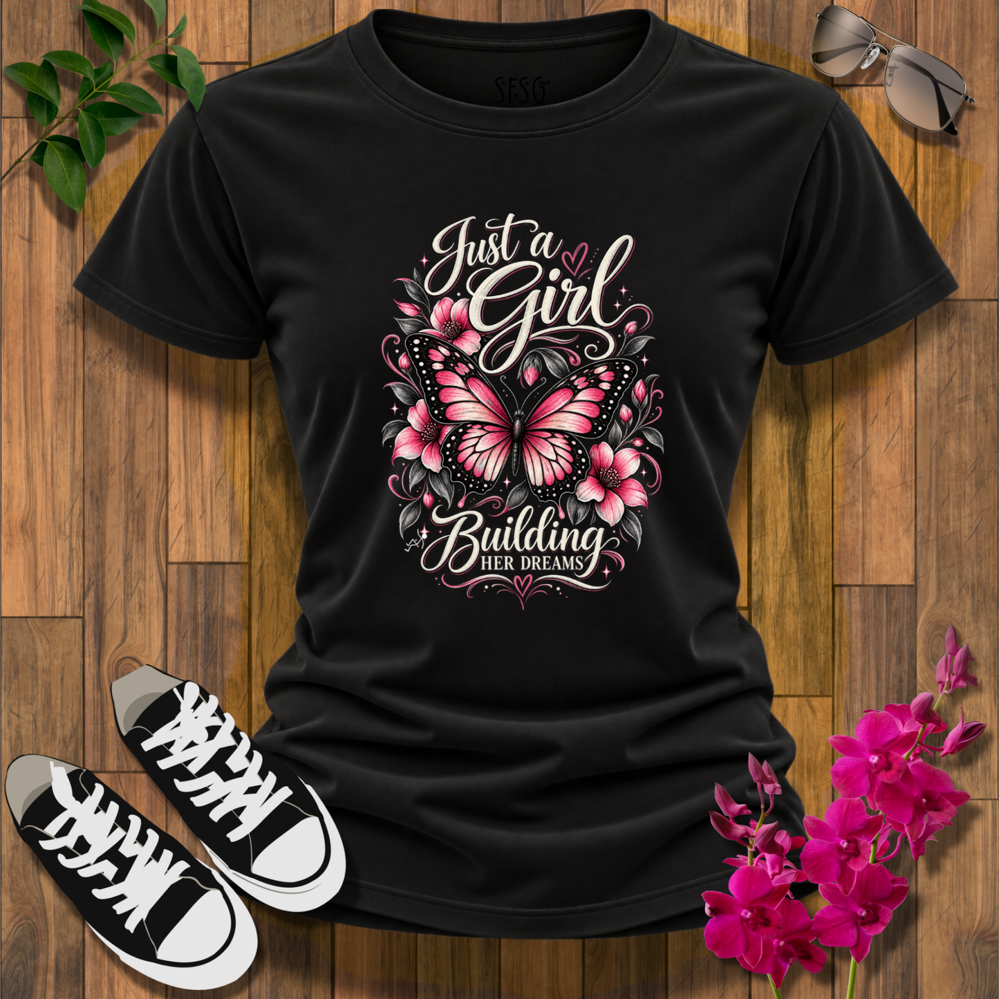 Just a Girl T-Shirt Floral Graphic Tee