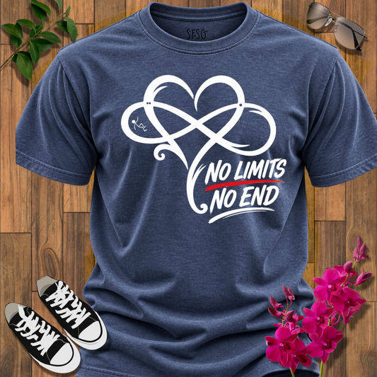 No Limits Heart T-Shirt — Inspirational "No Limits No End" Graphic Tee