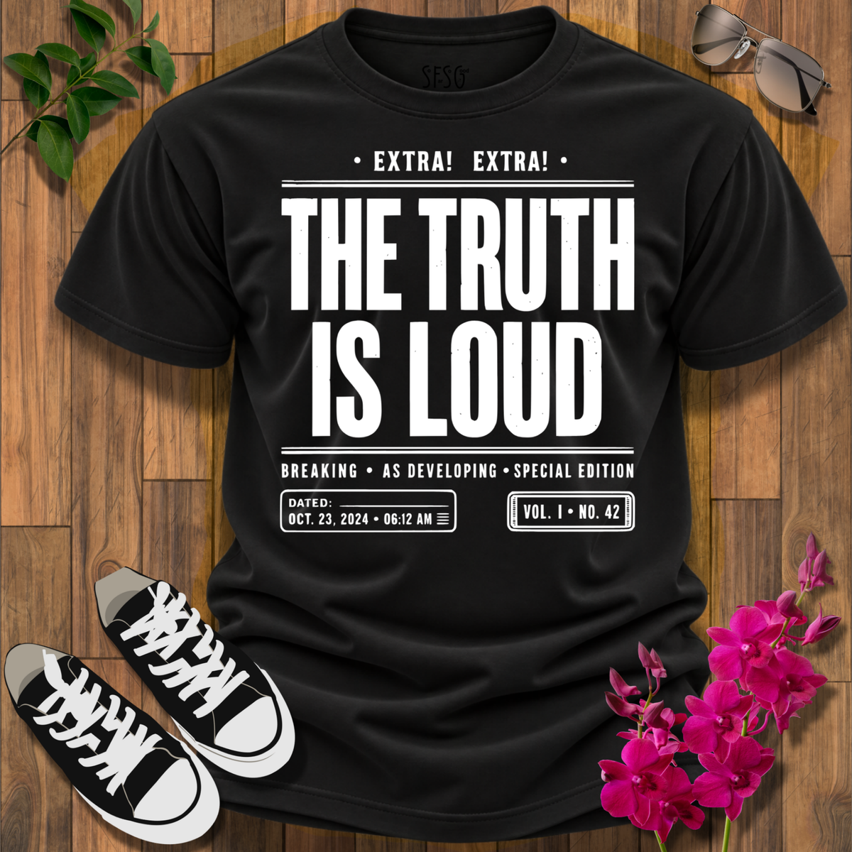 The Truth Is Loud T‑Shirt — Bold Newspaper Headline Tee