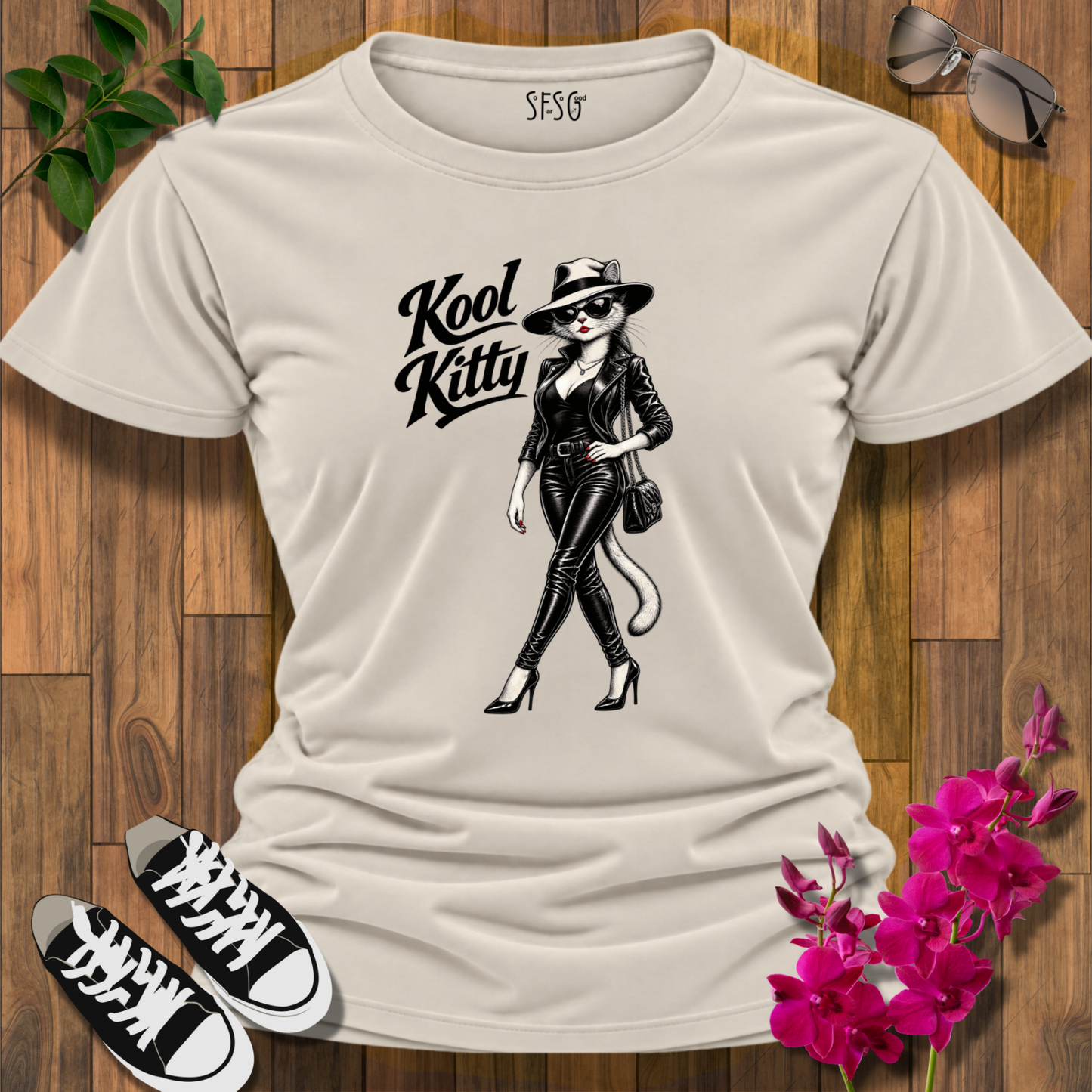 Kool Kitty Retro Cat Graphic T-Shirt
