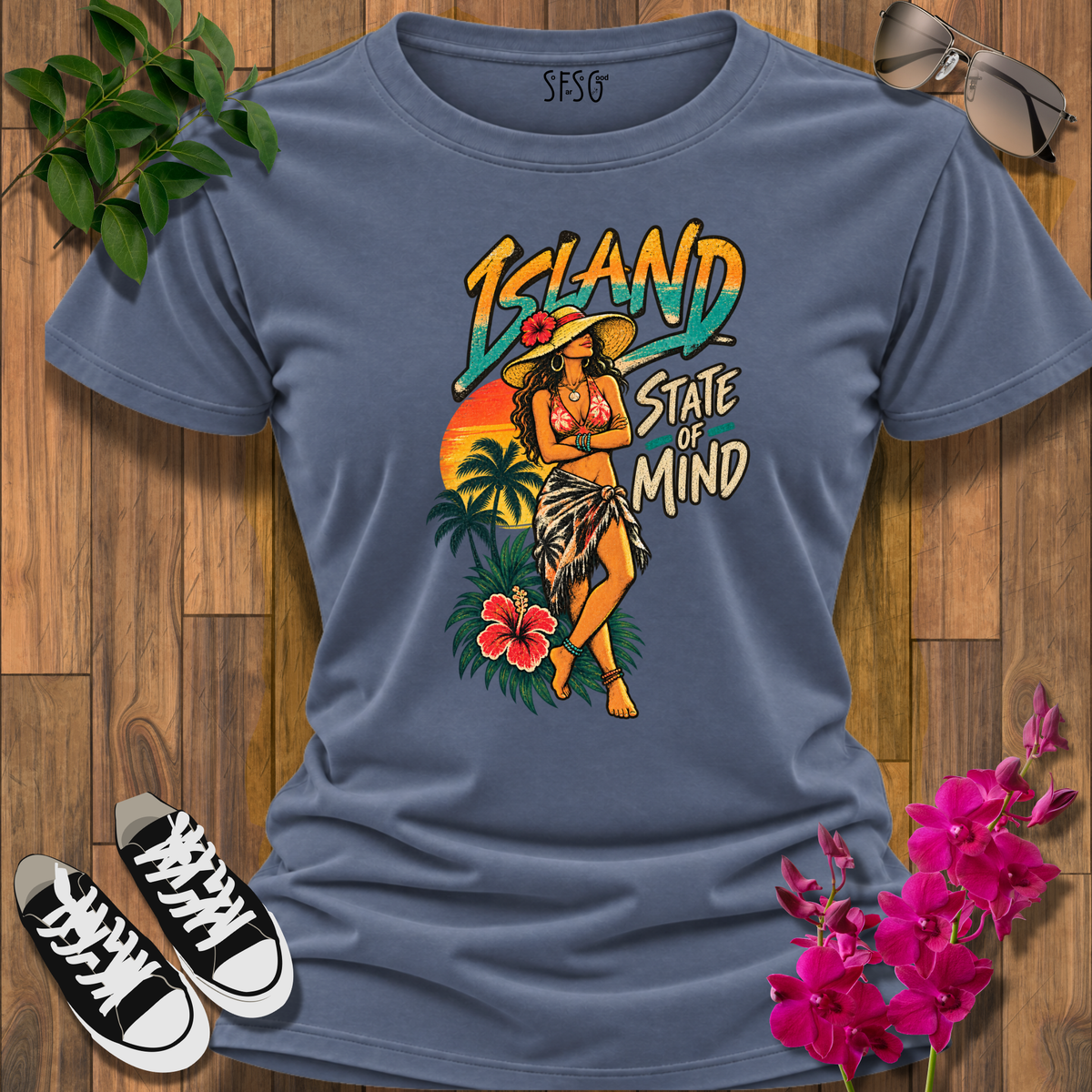 Island State of Mind T-Shirt — Tropical Vintage Beach Vibes Tee