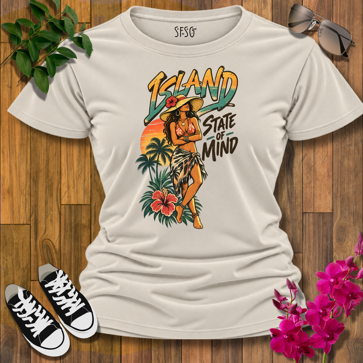 Island State of Mind T-Shirt — Tropical Vintage Beach Vibes Tee