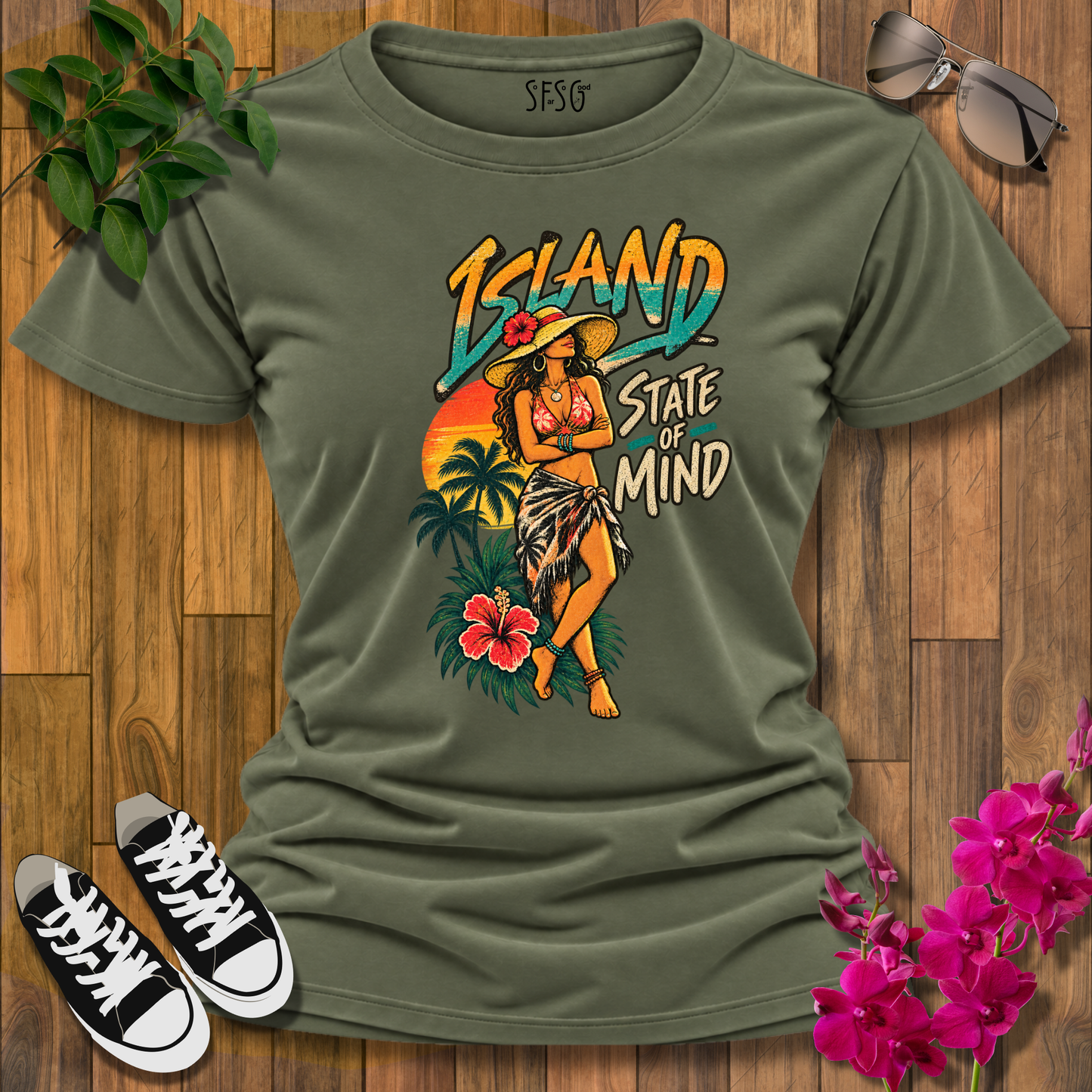 Island State of Mind T-Shirt — Tropical Vintage Beach Vibes Tee