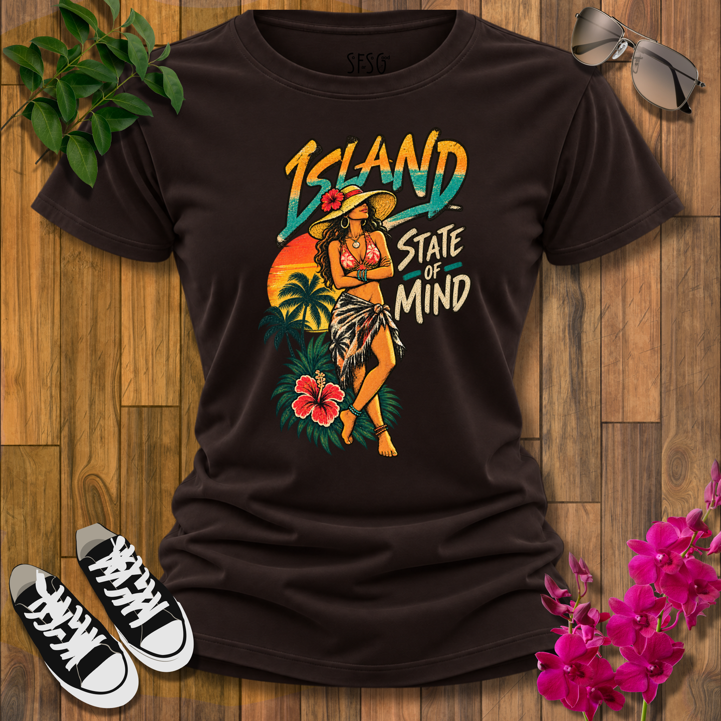 Island State of Mind T-Shirt — Tropical Vintage Beach Vibes Tee