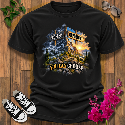 Problem or Opportunity T-Shirt — You Can Choose Motivational Mountain Graphic Tee