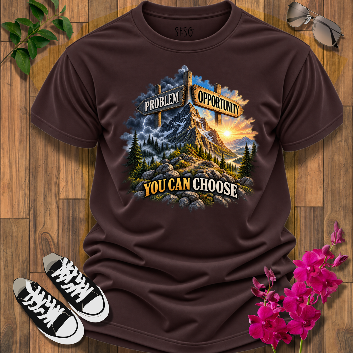 Problem or Opportunity T-Shirt — You Can Choose Motivational Mountain Graphic Tee