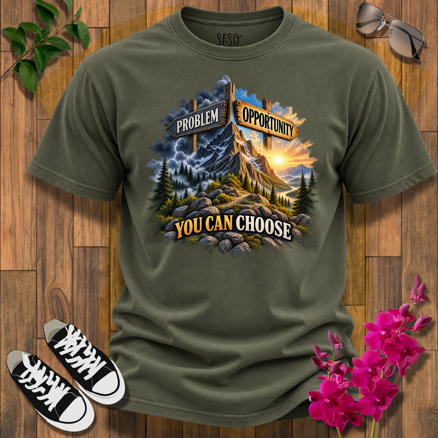 Problem or Opportunity T-Shirt — You Can Choose Motivational Mountain Graphic Tee