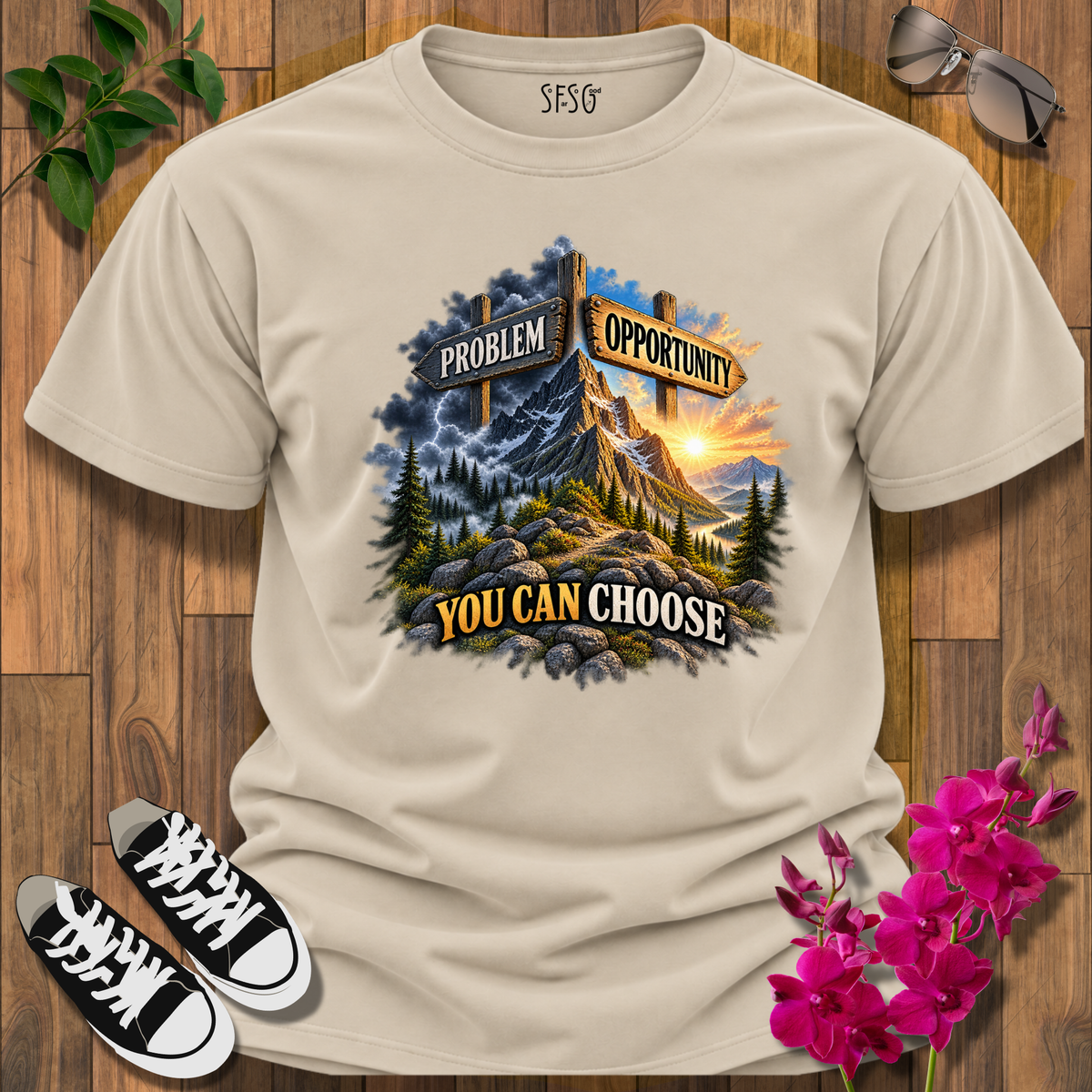 Problem or Opportunity T-Shirt — You Can Choose Motivational Mountain Graphic Tee