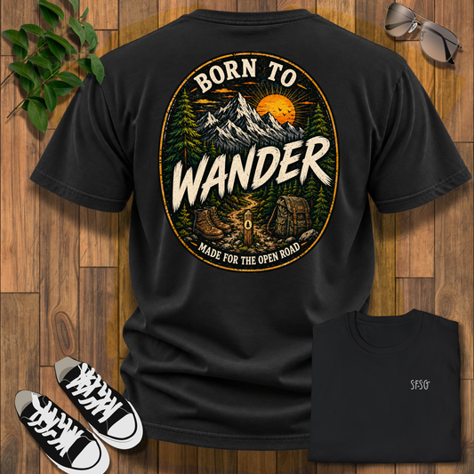 Born To Wander T-Shirt — Casual Everyday Black Tee