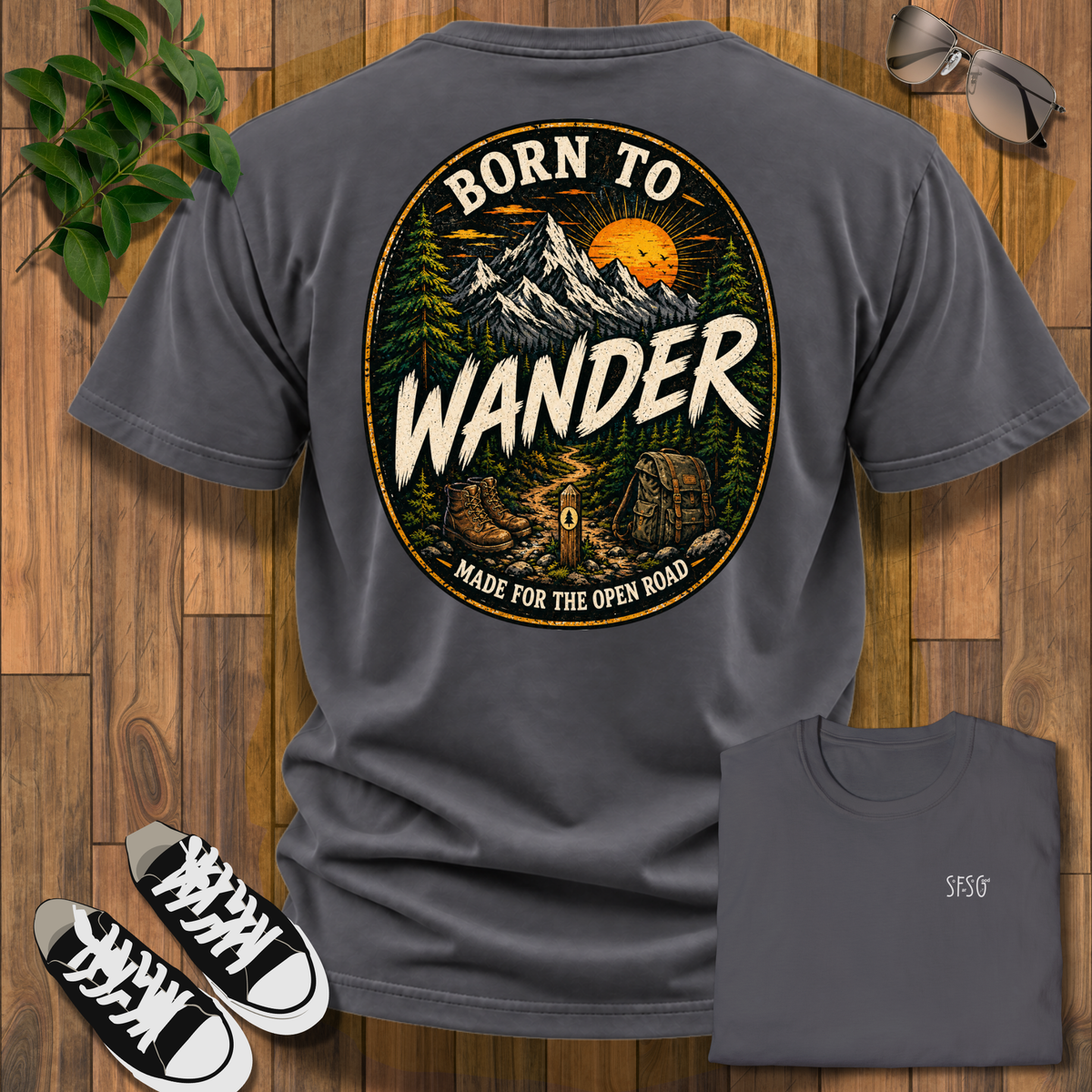 Born To Wander T-Shirt — Casual Everyday Black Tee