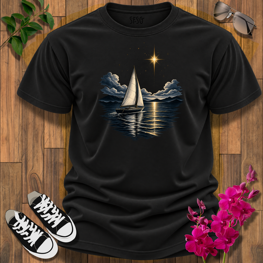 "Find Your Way" T-Shirt — Moonlit Ocean Sailing Graphic Tee