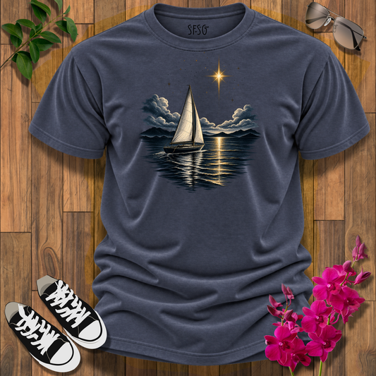 "Find Your Way" T-Shirt — Moonlit Ocean Sailing Graphic Tee