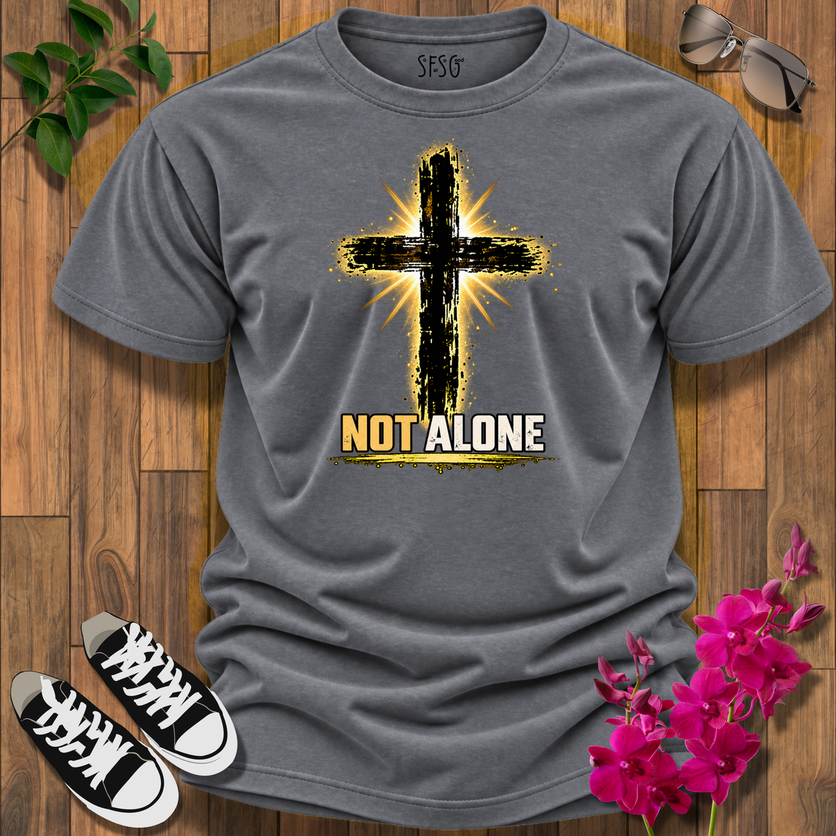 "Not Alone" T-Shirt — 'Not Alone' Cross Faith Tee