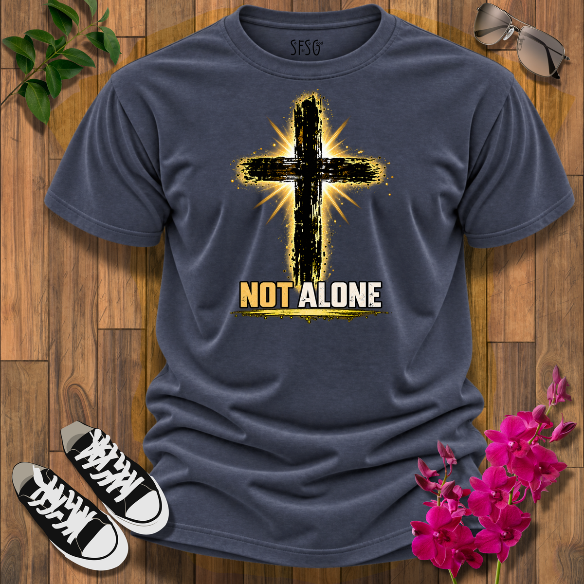 "Not Alone" T-Shirt — 'Not Alone' Cross Faith Tee