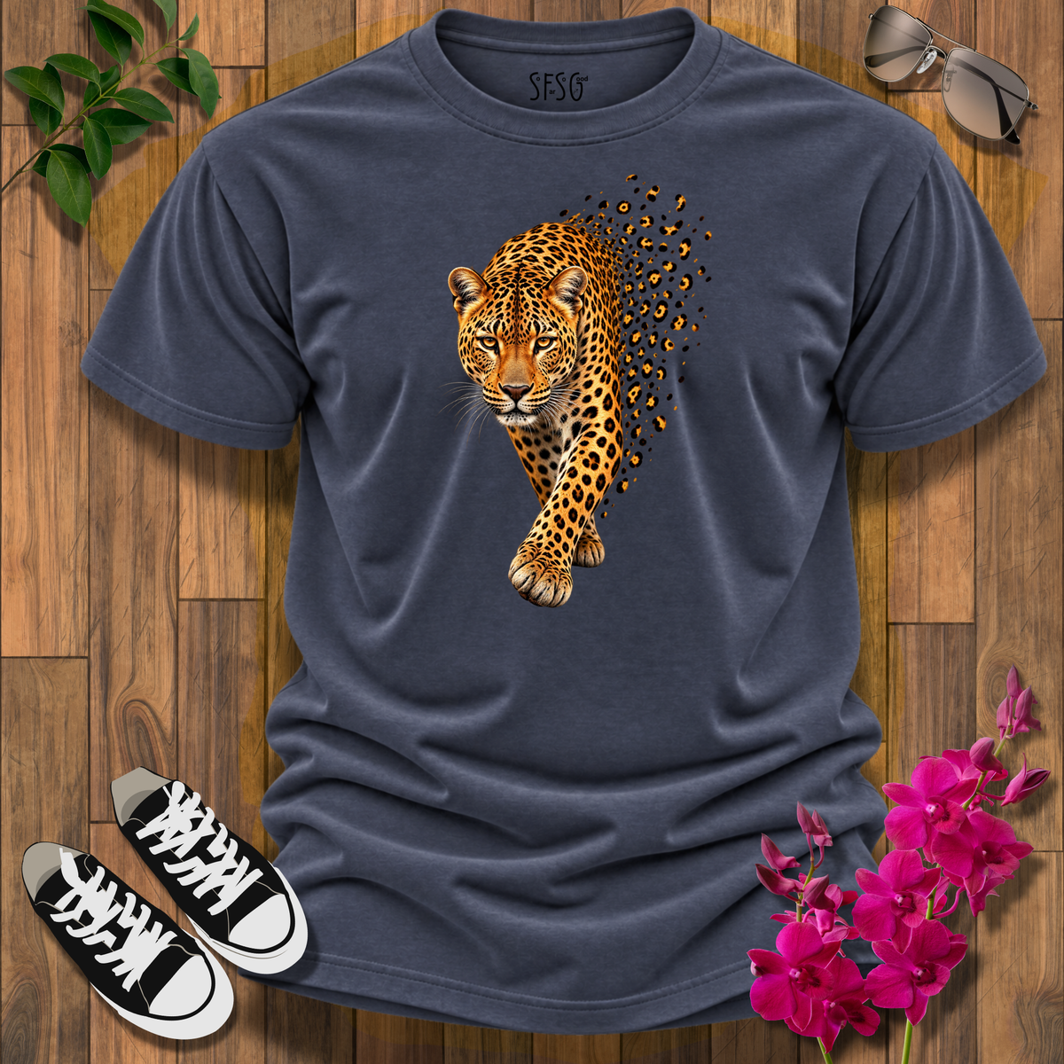 "Emergence" T-Shirt Leopard Tee "From Out of Nowhere" Quiet & Powerful