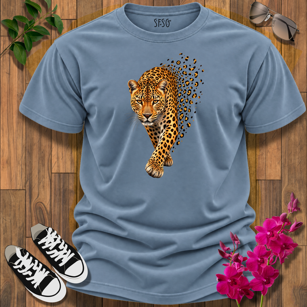 "Emergence" T-Shirt Leopard Tee "From Out of Nowhere" Quiet & Powerful